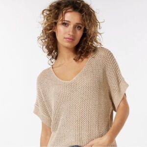 ESQUALO Beige Open-Knit Sweater Oversized
